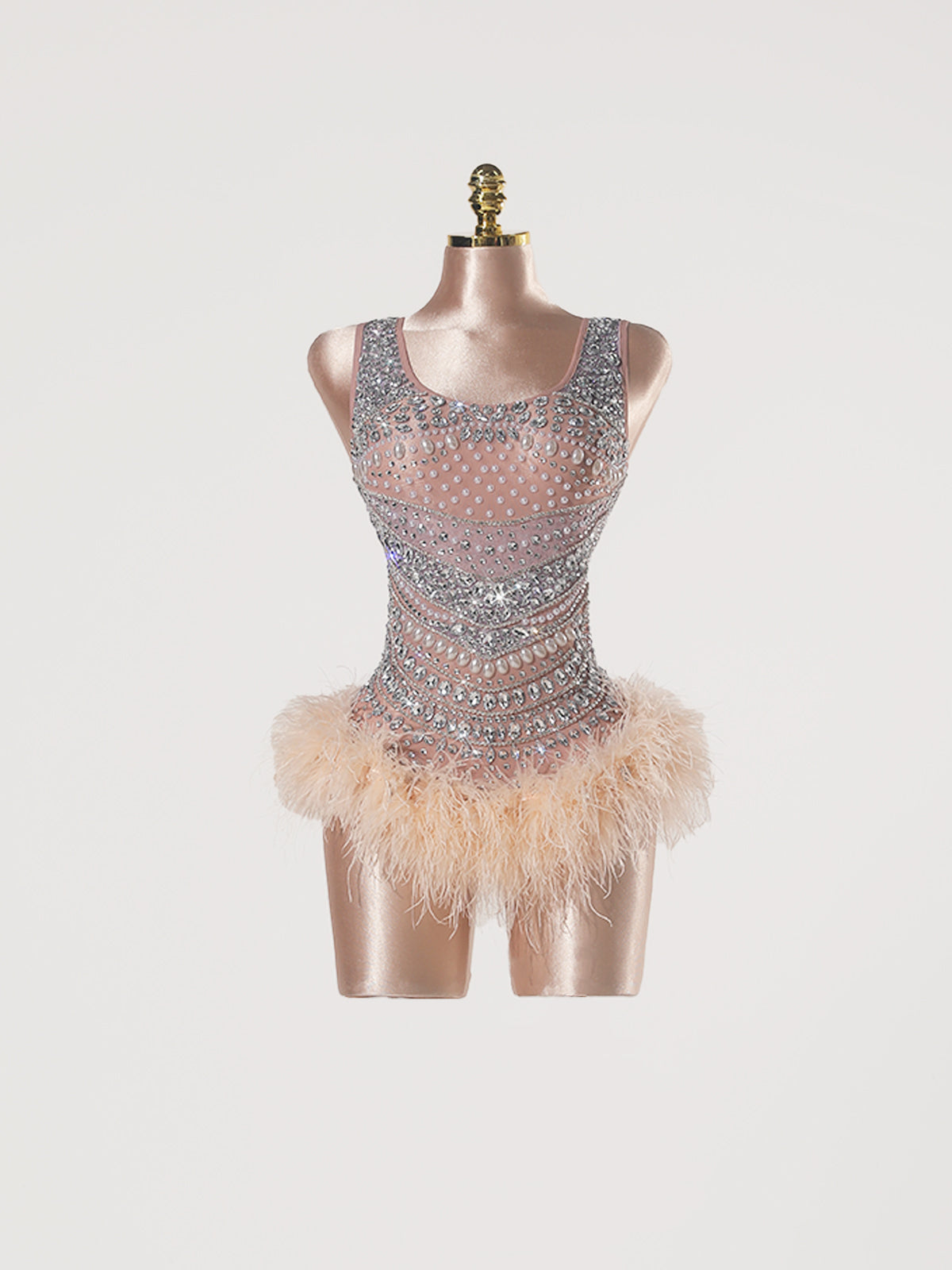 Sleeveless Embellished Feather Bodysuit