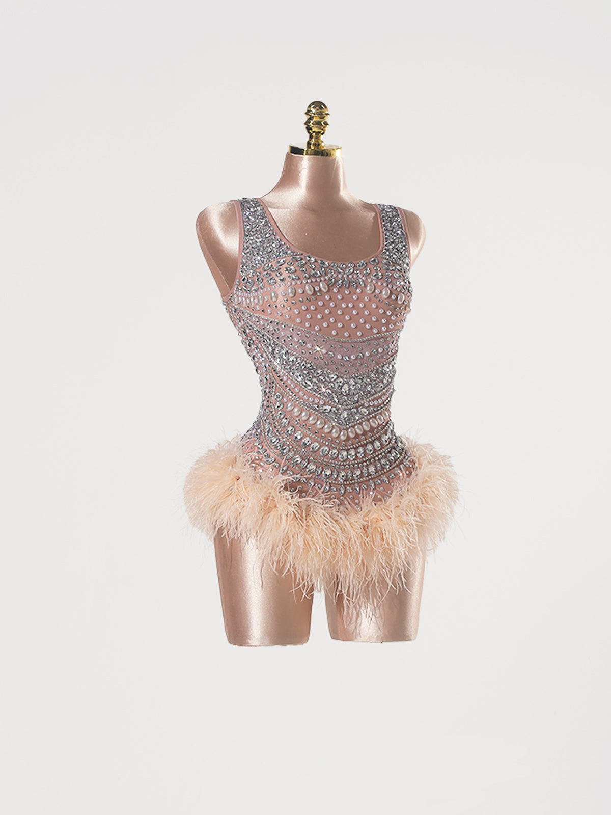 Sleeveless Embellished Feather Bodysuit