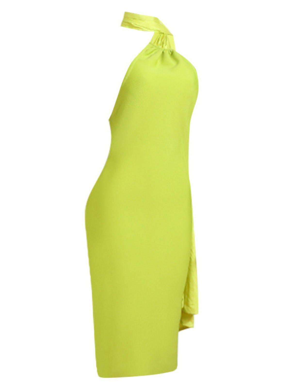 One Shoulder Twist Knot Scarf Neck Bandage Bodycon Midi Dress 8