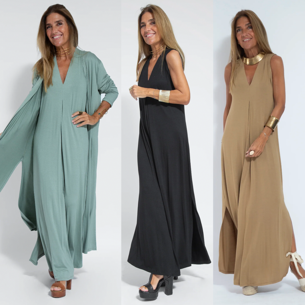 Mabel Aesthetic Long Slimming Dress and Vest Set Boutique Collection