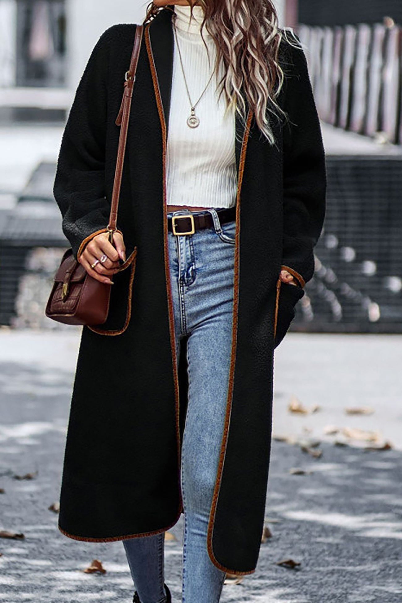 Plush Cardigan With Lapel Pocket Black / S Cardigans