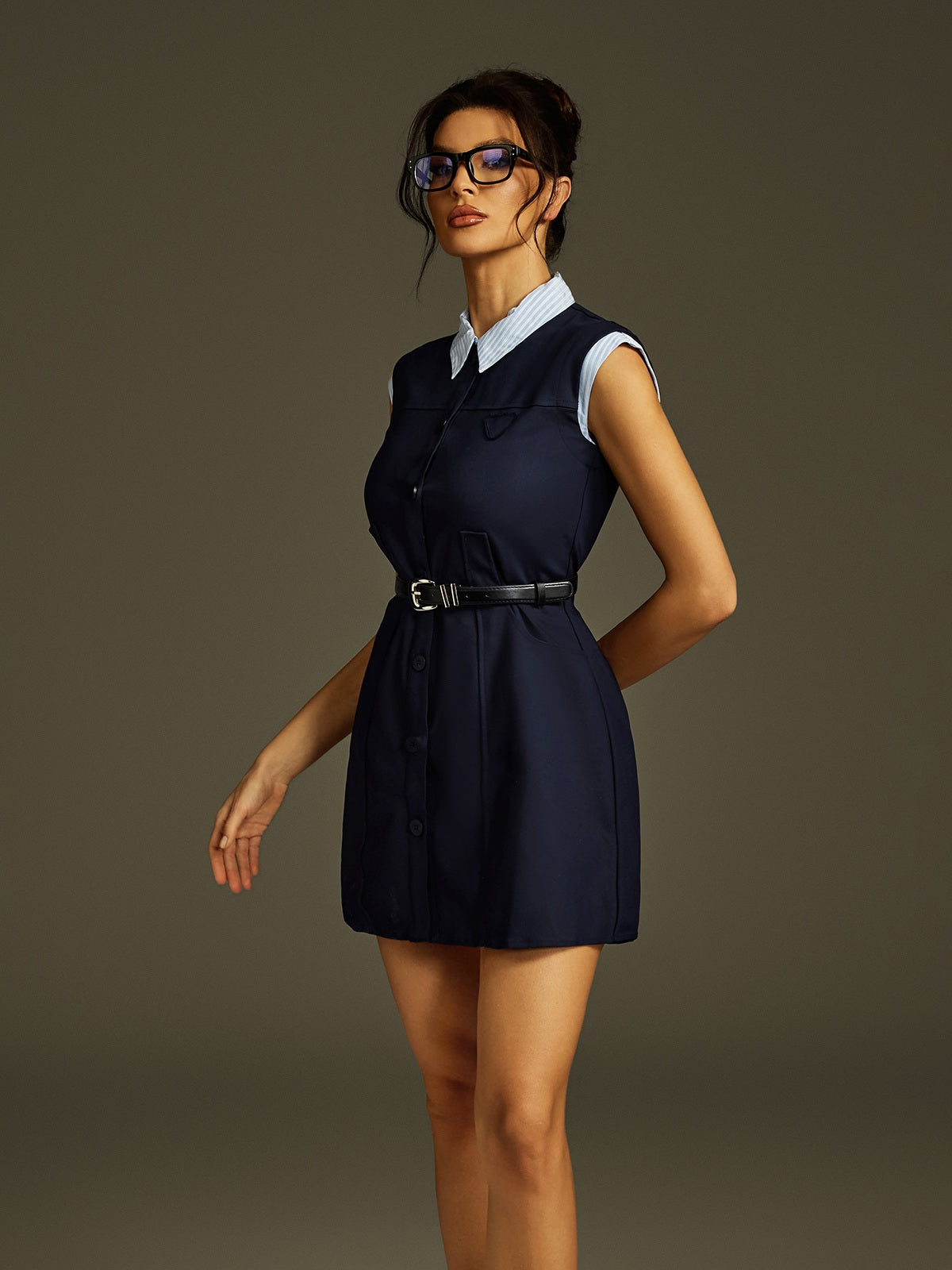 Layered Look Collar Mini Dress
