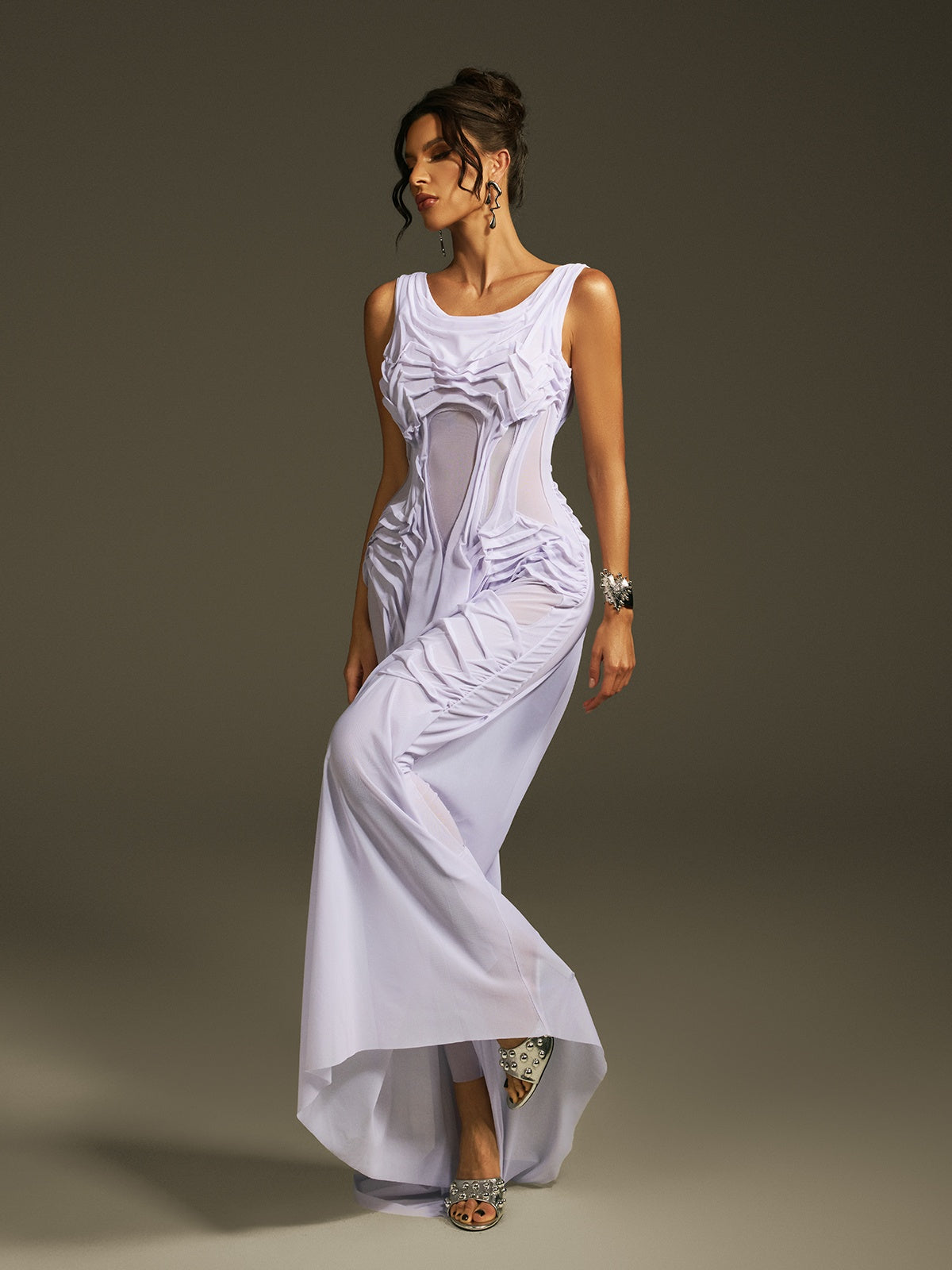 Sleeveless Ruched Maxi Dress