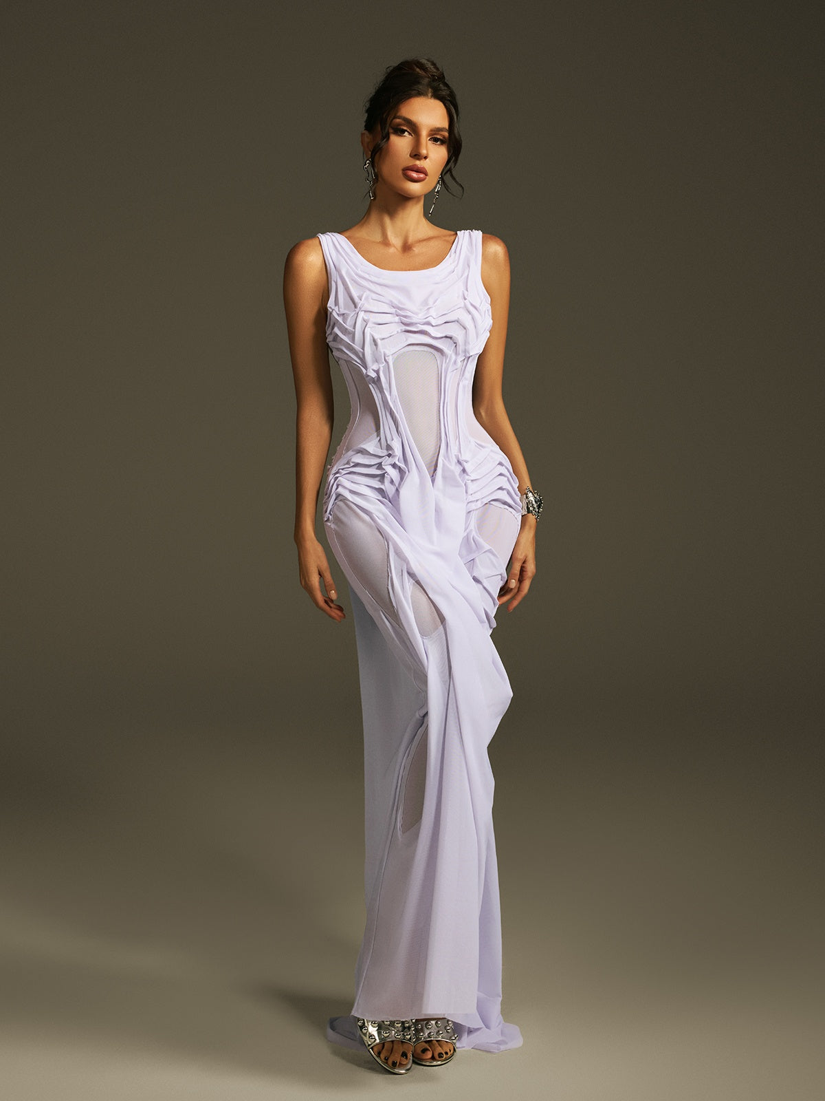Sleeveless Ruched Maxi Dress