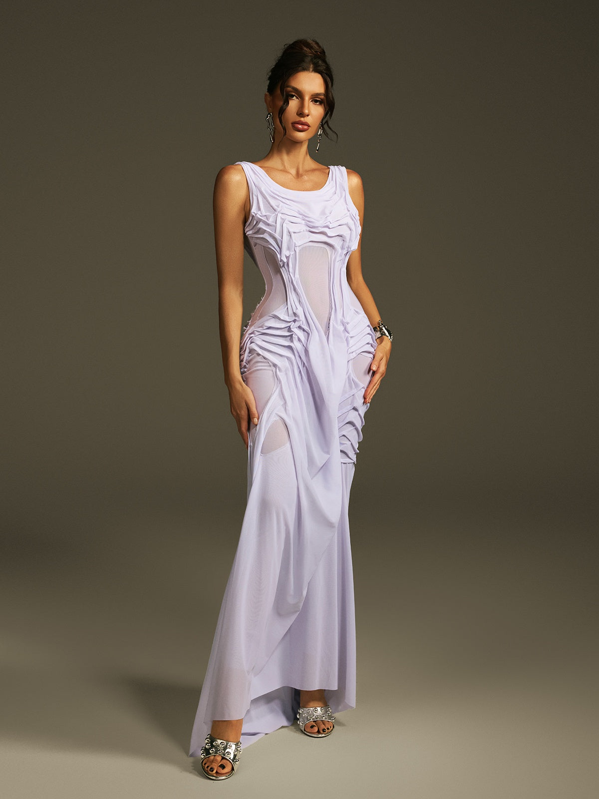 Sleeveless Ruched Maxi Dress