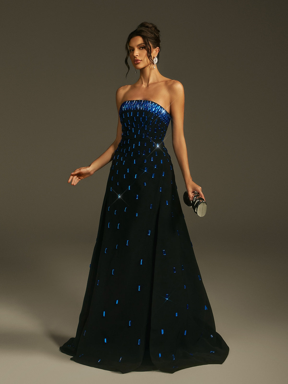 Strapless Crystal Maxi Dress