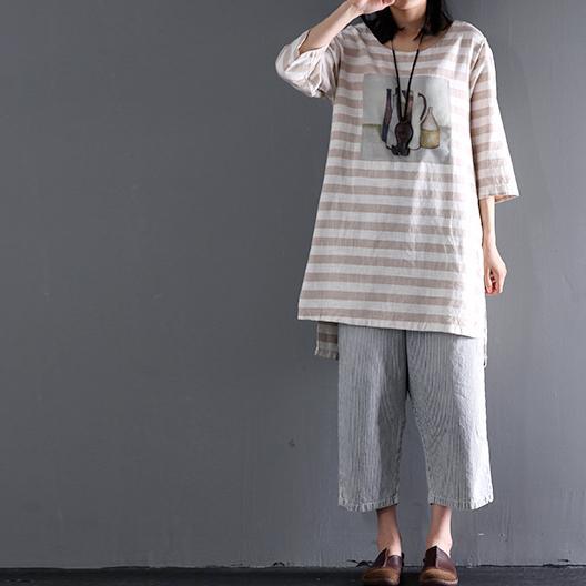 Linen half sleeve sundress casual shift dresses plus size