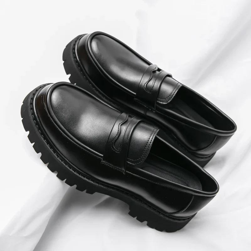 Heightening British Style Tassels ThickSoled Business Leather Loafers