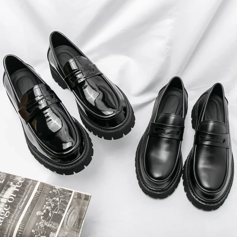 Heightening British Style Tassels ThickSoled Business Leather Loafers