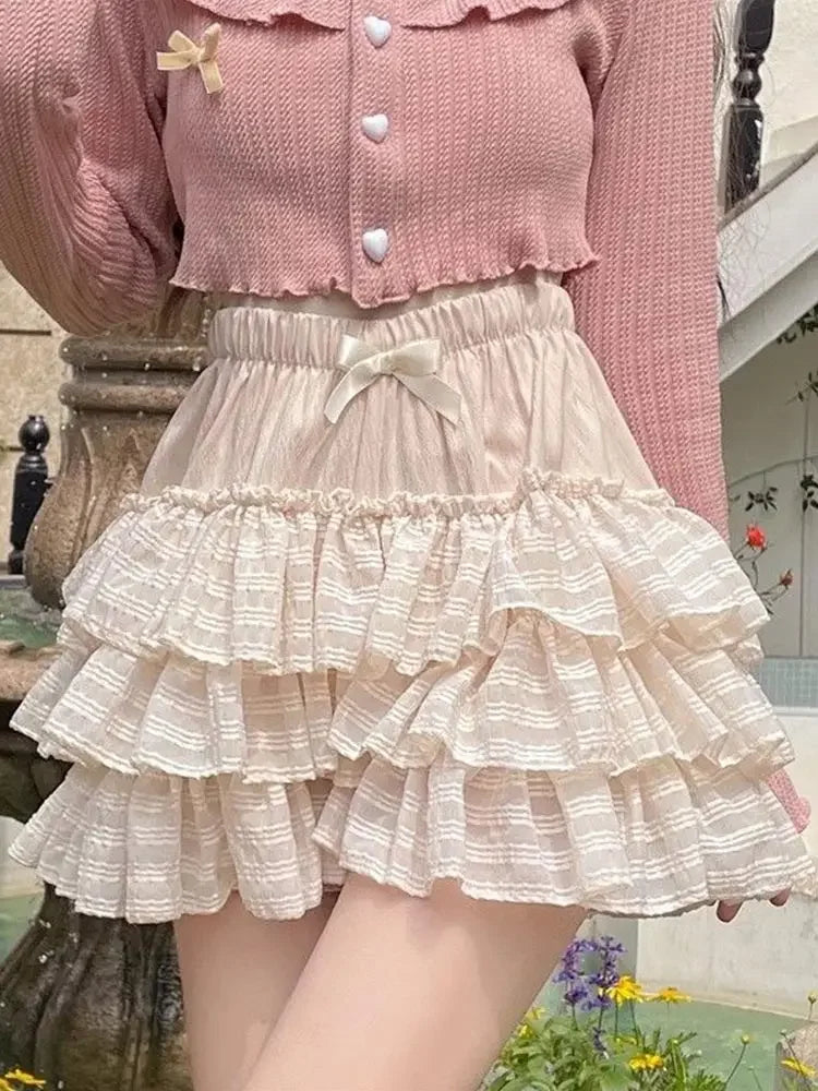 Elastic Waist Lace Skirt apricot / S skirts-250223