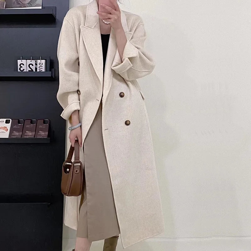 Long Doublesided Cashmere Doublebreasted Classic Women's Hair Coat