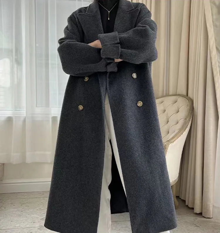 Long Doublesided Cashmere Doublebreasted Classic Women's Hair Coat