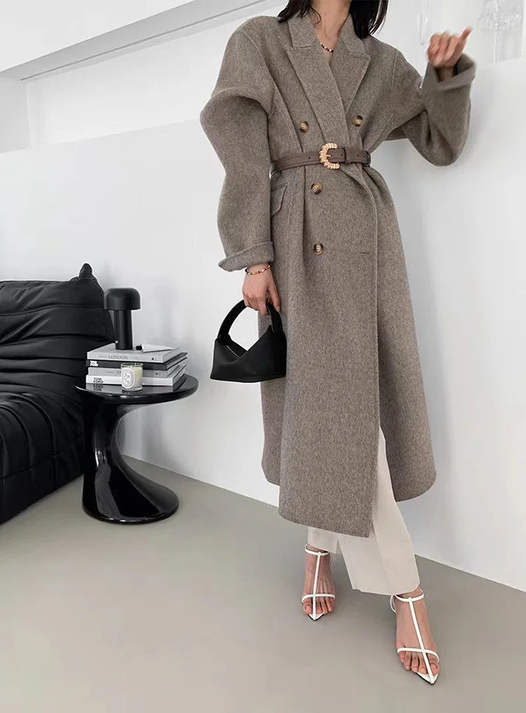 Long Doublesided Cashmere Doublebreasted Classic Women's Hair Coat