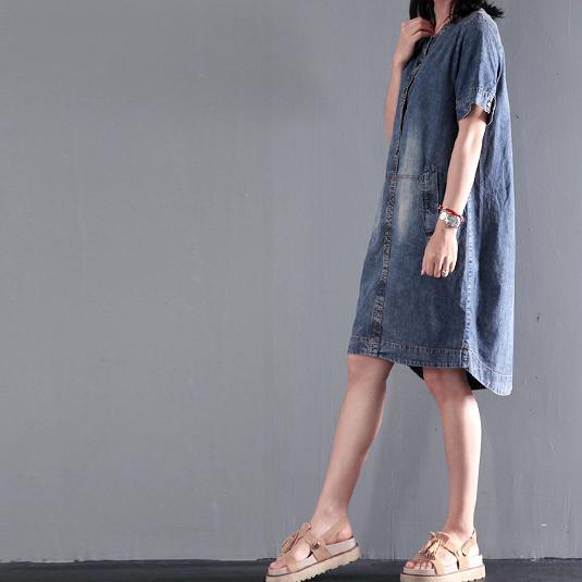 Loose denim sundress plus size causal denim summer dresses shift dress