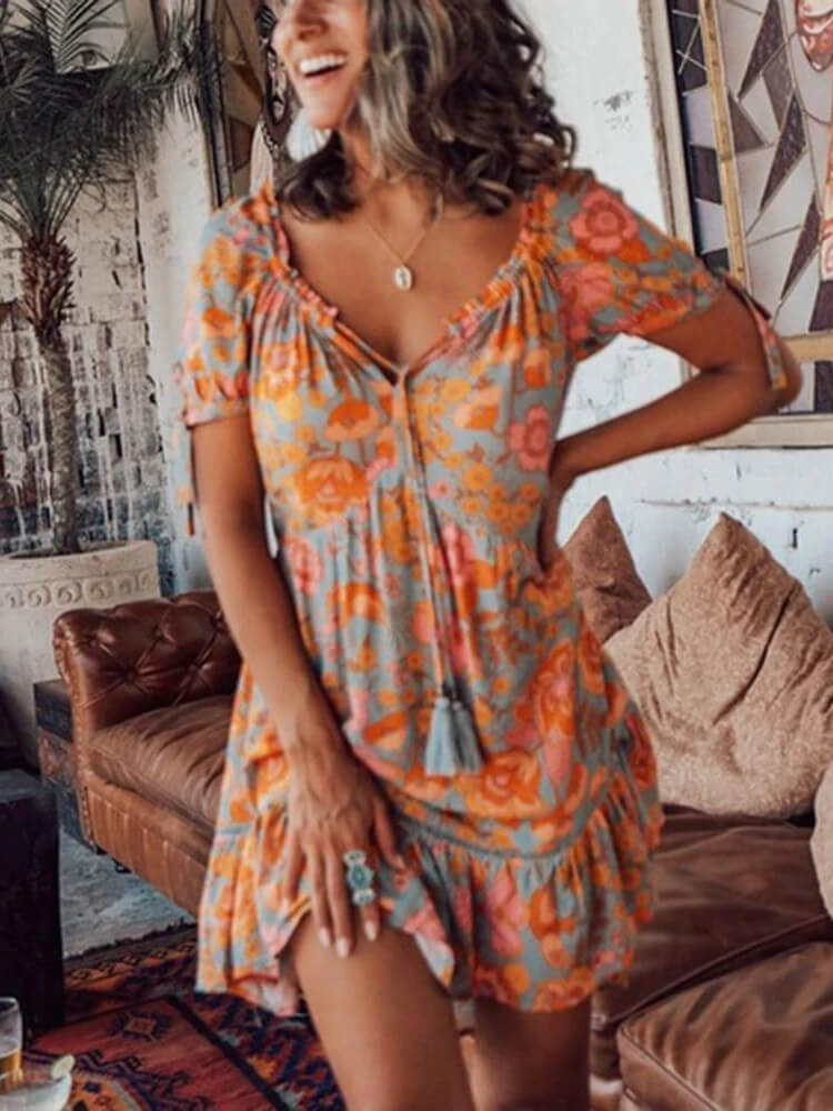Love Child Floral Print Short Dress