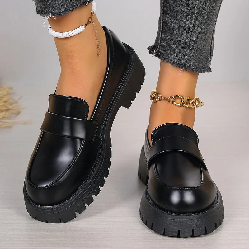 ThickSoled Wedding Formal Business Casual Leather Platform Loafers