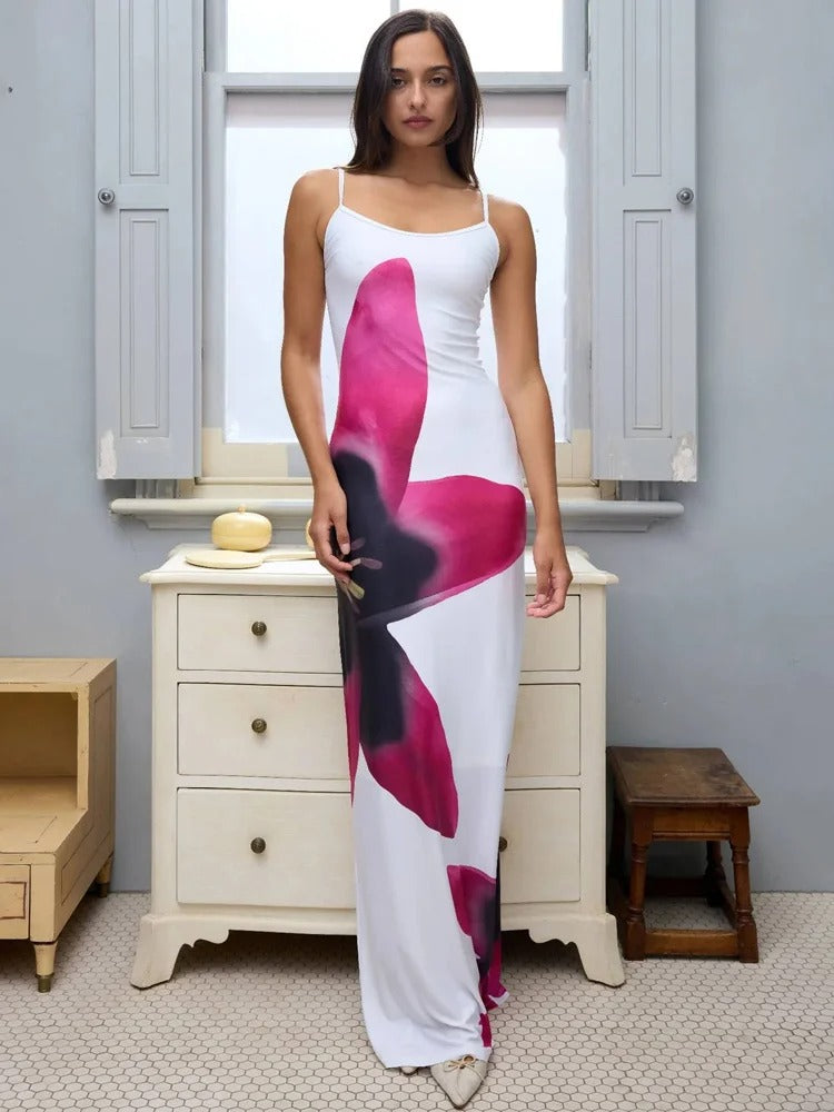 Grace Chic Long Dress with Floral Design for Summer Occasions Premium Wardrobe Essential