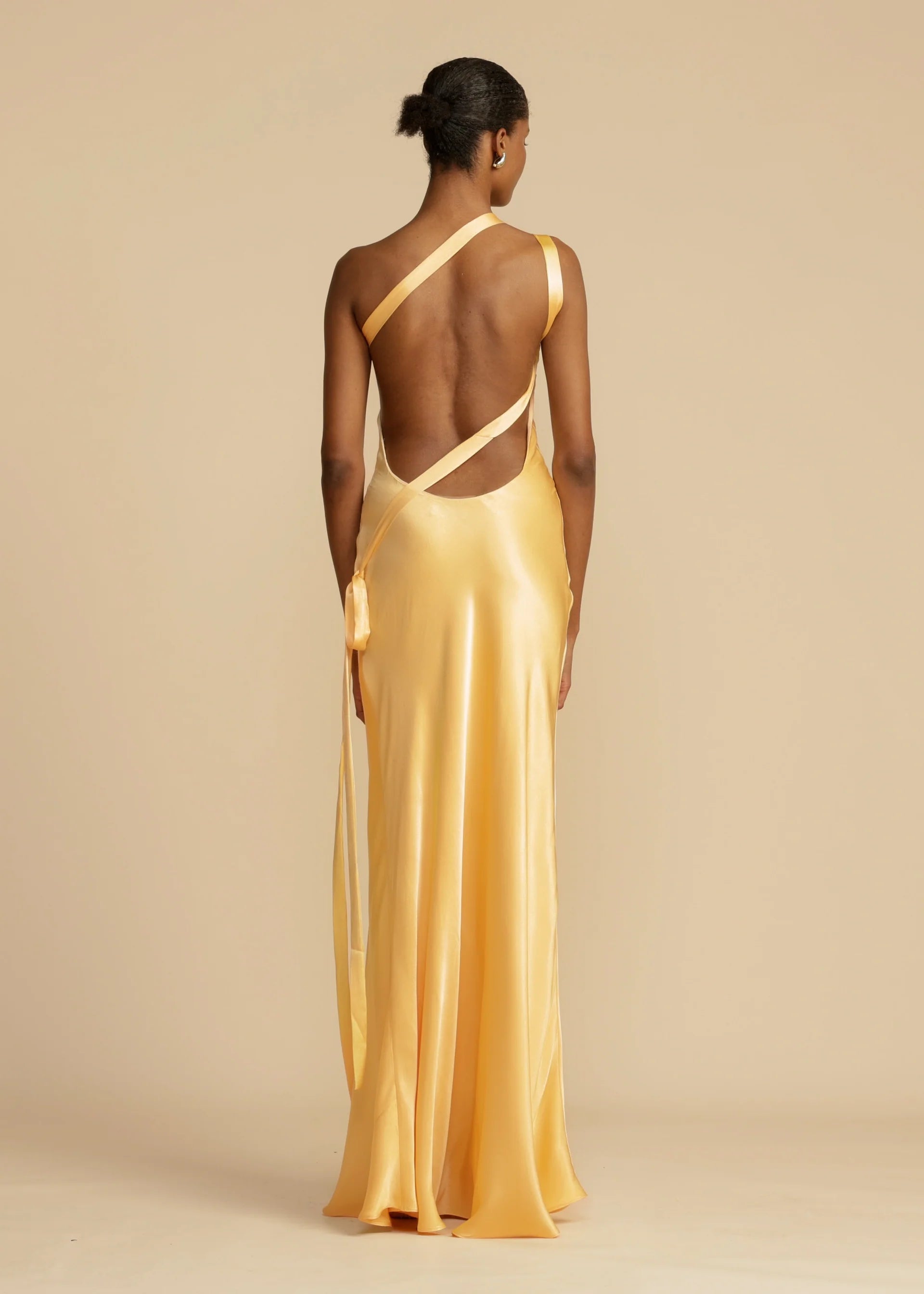 Moonlit Soiree Satin Asymmetrical One Shoulder Backless Strap Maxi Dress