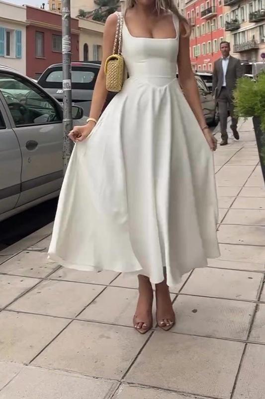 Celeste Charm Square Neck Midi Dress