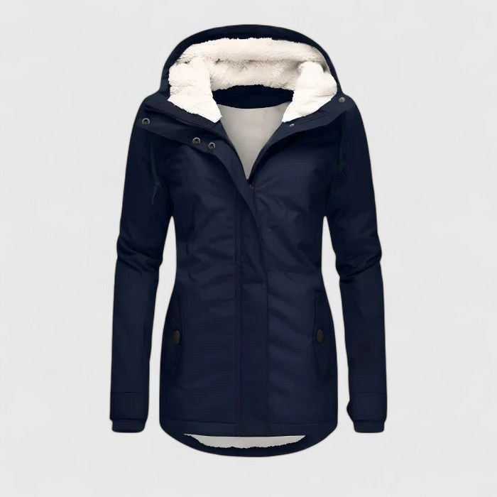 Hooded Fleece-Lined Zip Front Pocket Padded Parka Jacket