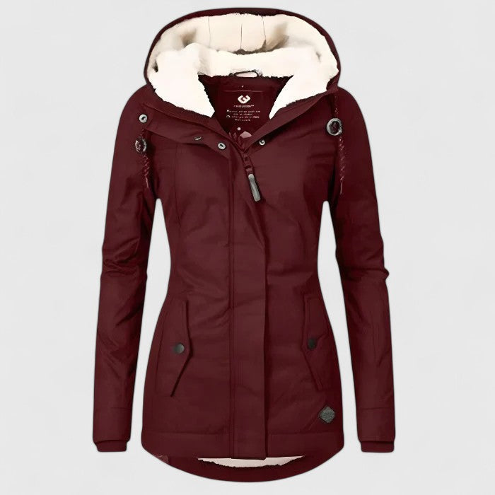 Hooded Fleece-Lined Zip Front Pocket Padded Parka Jacket 4