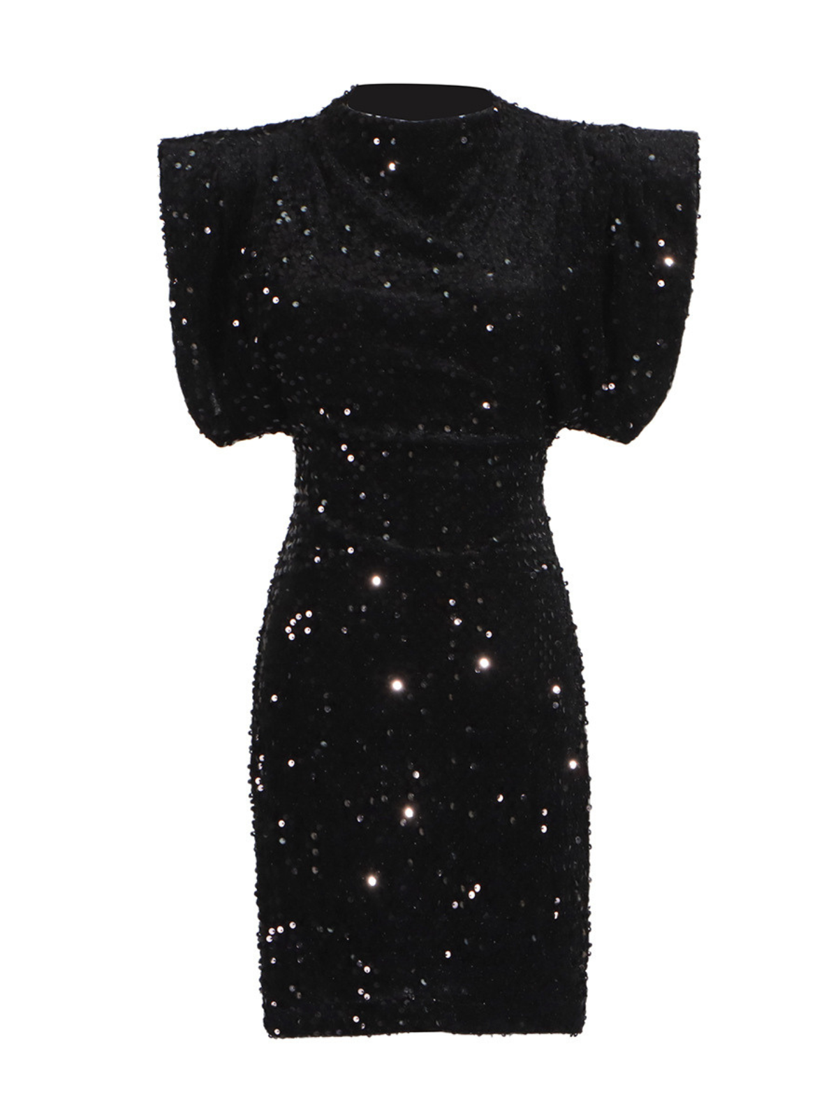 Shoulder Pad Sequin Mini Dress