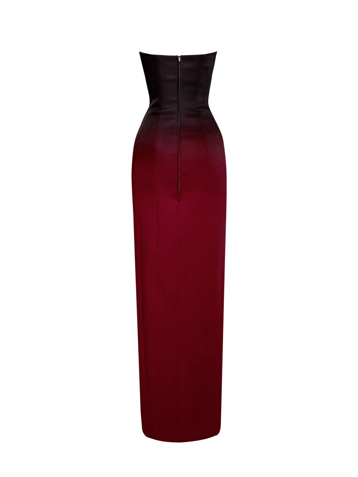 Strapless Ombre High Slit Bodycon Maxi Dress 7