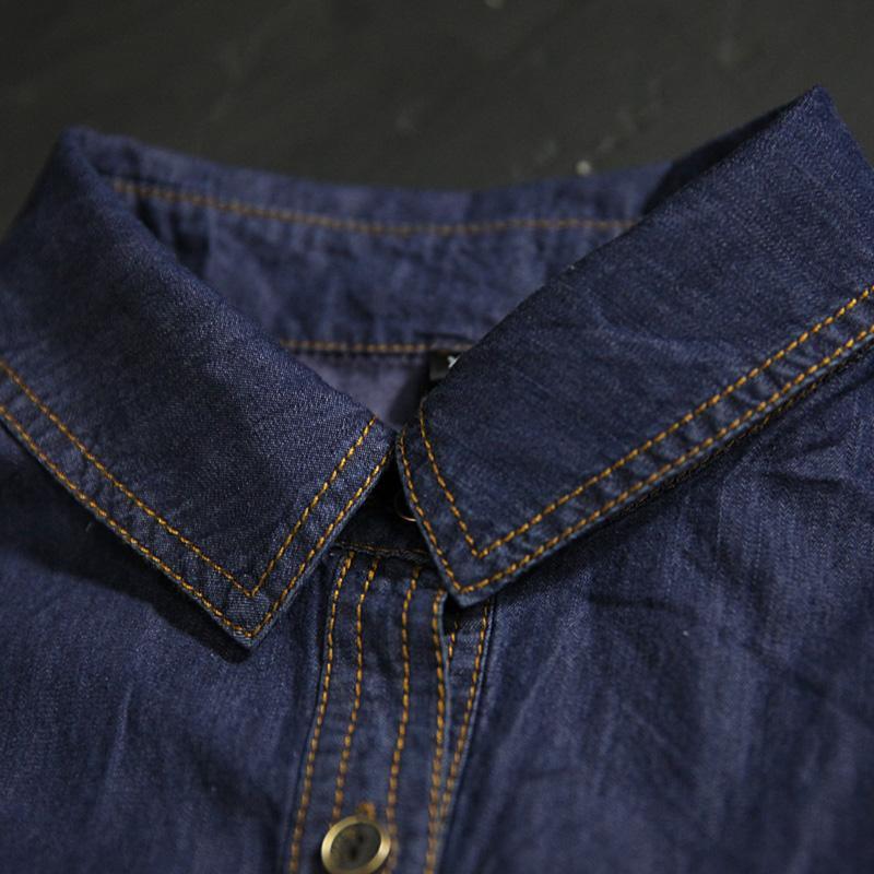 Navy blue summer denim dress tunic casual denim sundress plus size thin for summer