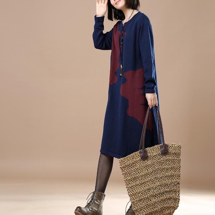 Navy plus size sweater dresses woman