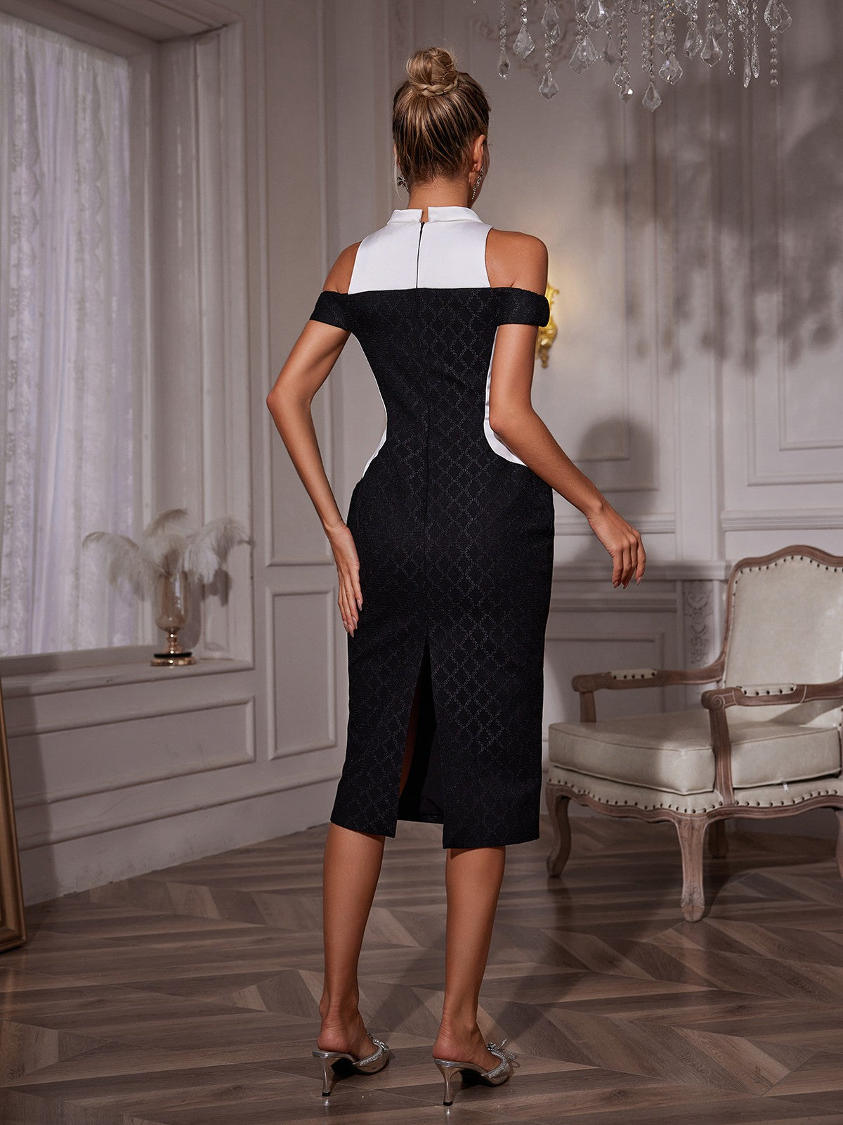 Folded Collar Midi Dress