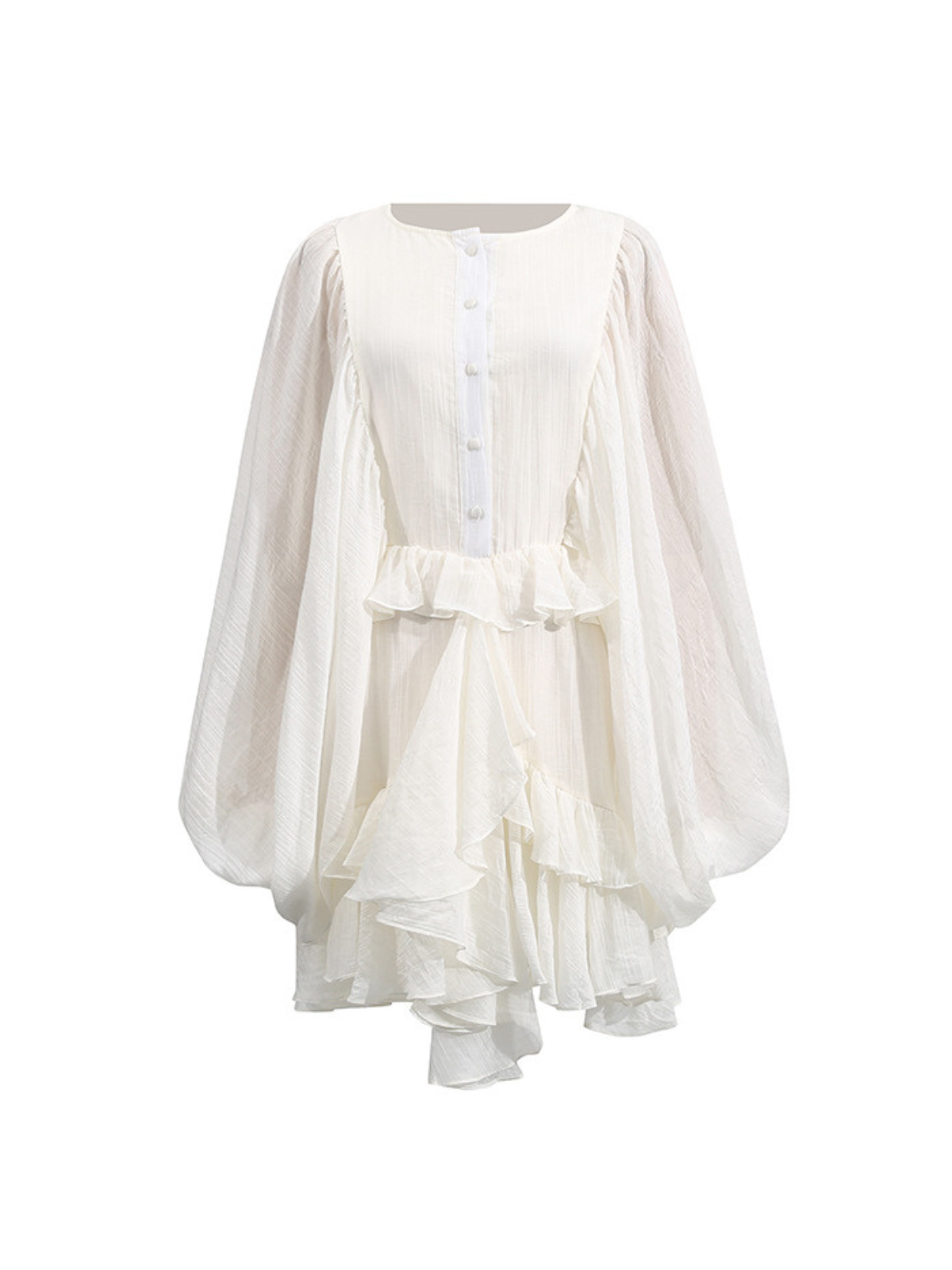 Balloon Sleeve Ruffle Mini Dress In Apricot