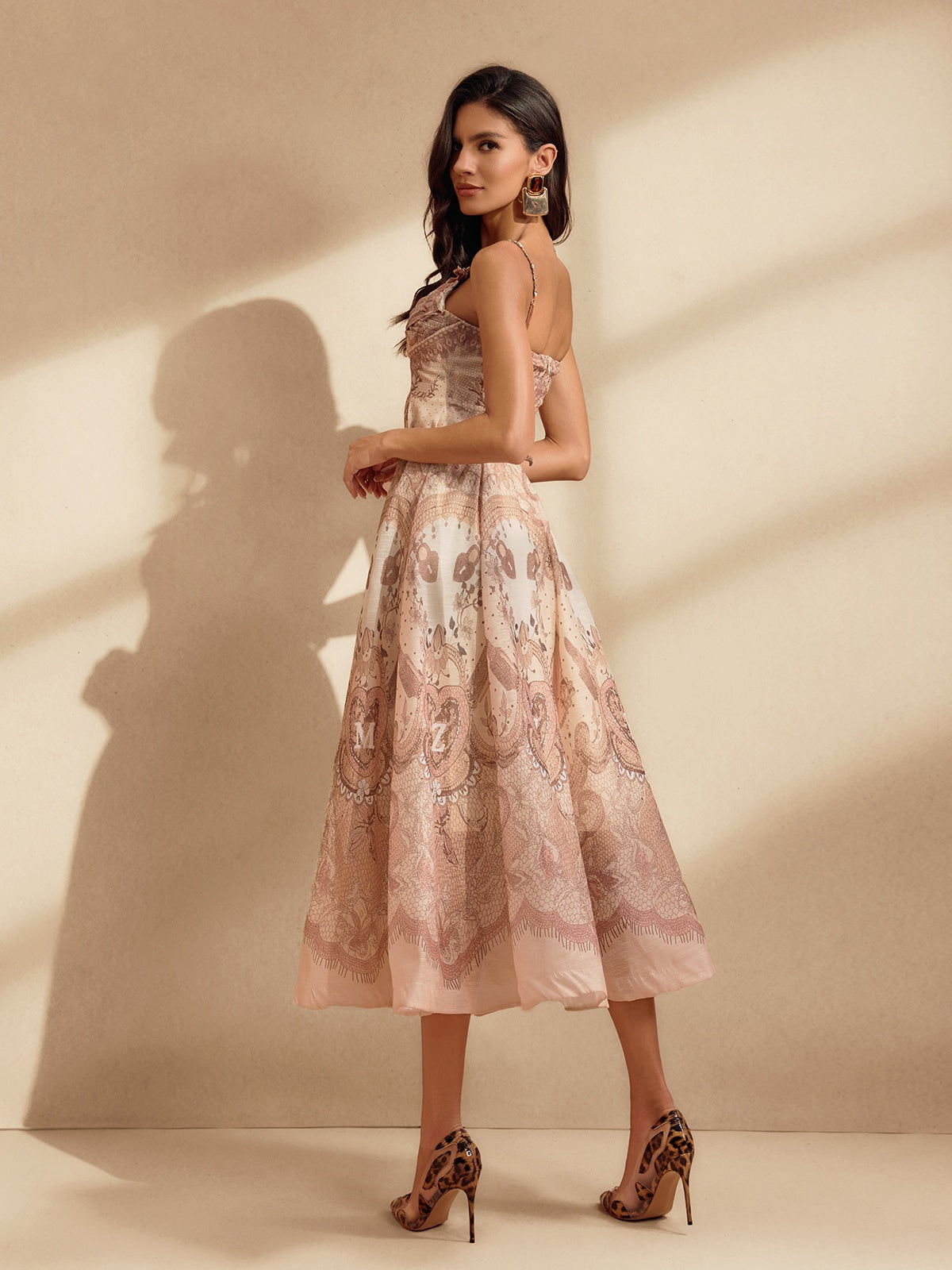 Spaghetti Printed Midi Dress