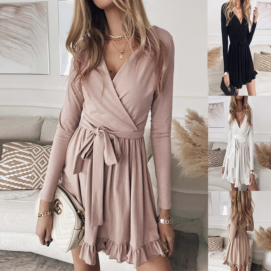 Maxi White Laceup Long Ruffled Casual Midi Dresses