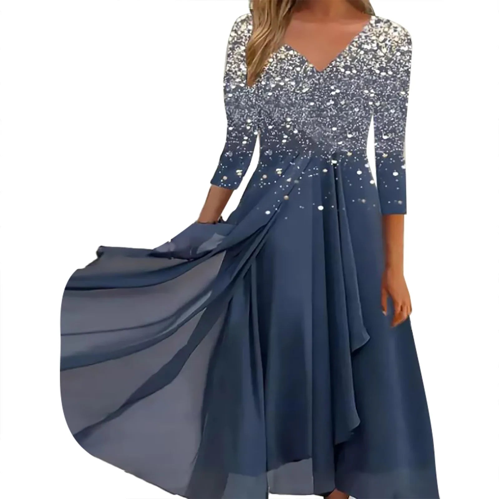 Elegant Lace Floral Boho Sexy Half Sleeve Long Prom O Neck ALine Women's Dress