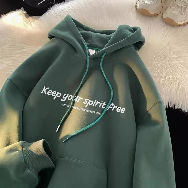 Spirit Free Letter Printed Hoodie