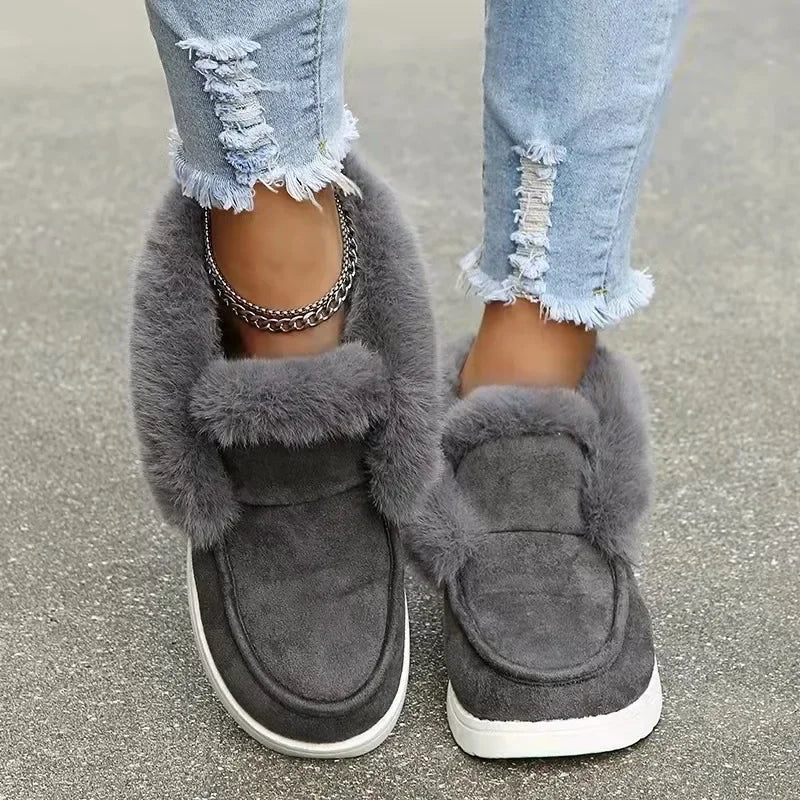 New Comfortable Stylish SlipOn Plush Warm Cozy Ankle Snow Boot