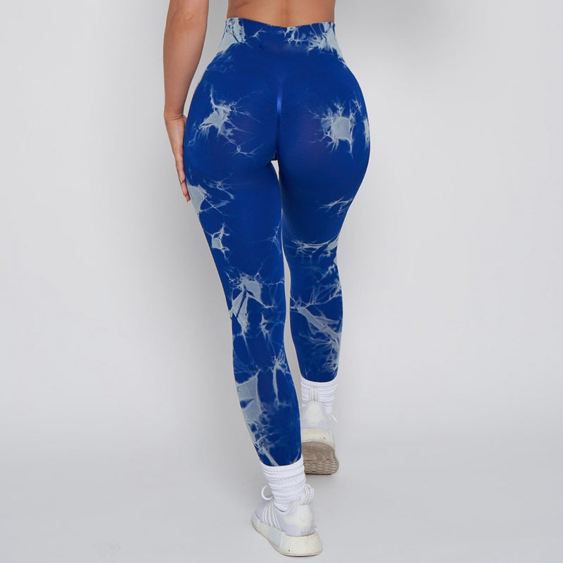 New Lightning Marble Scrunch Butt Leggings Dark Blue / Xs