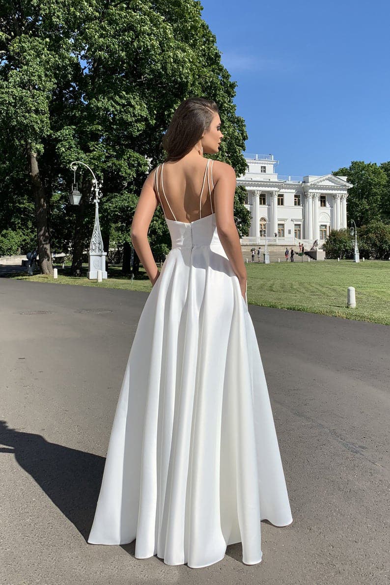 New Summer White Spaghetti Strap Prom Dresses