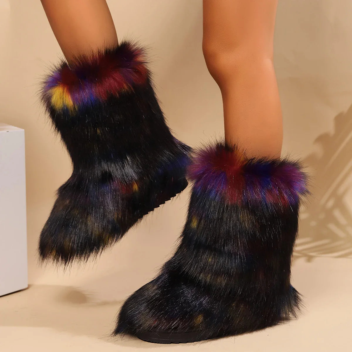 Winter Fuzzy Fluffy Plush Warm Lined SlipOn Snow Boot
