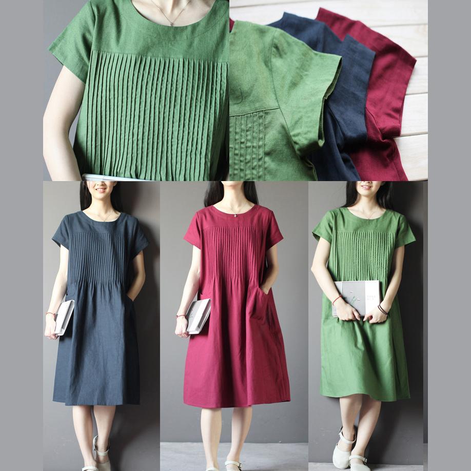 New Burgundy linen sundress plus size shift dresses retro