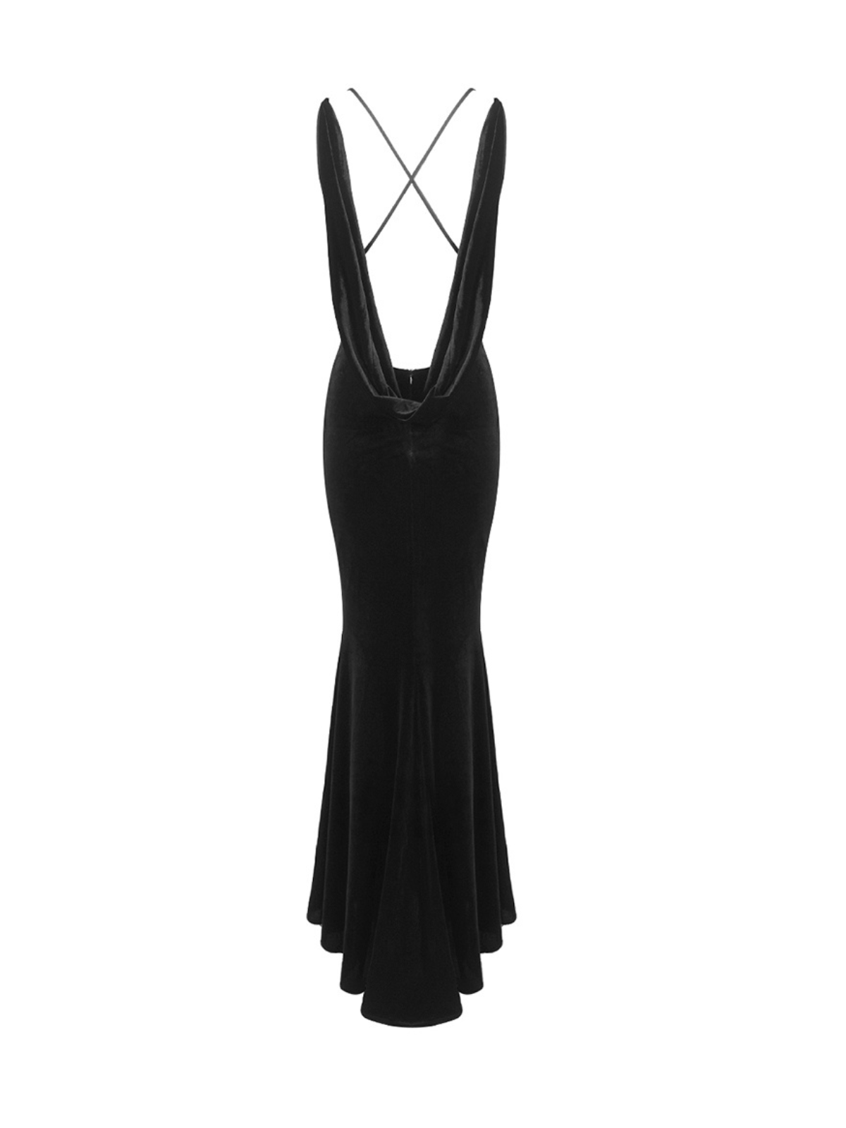 Plunge Neck Flower Velvet Maxi Dress
