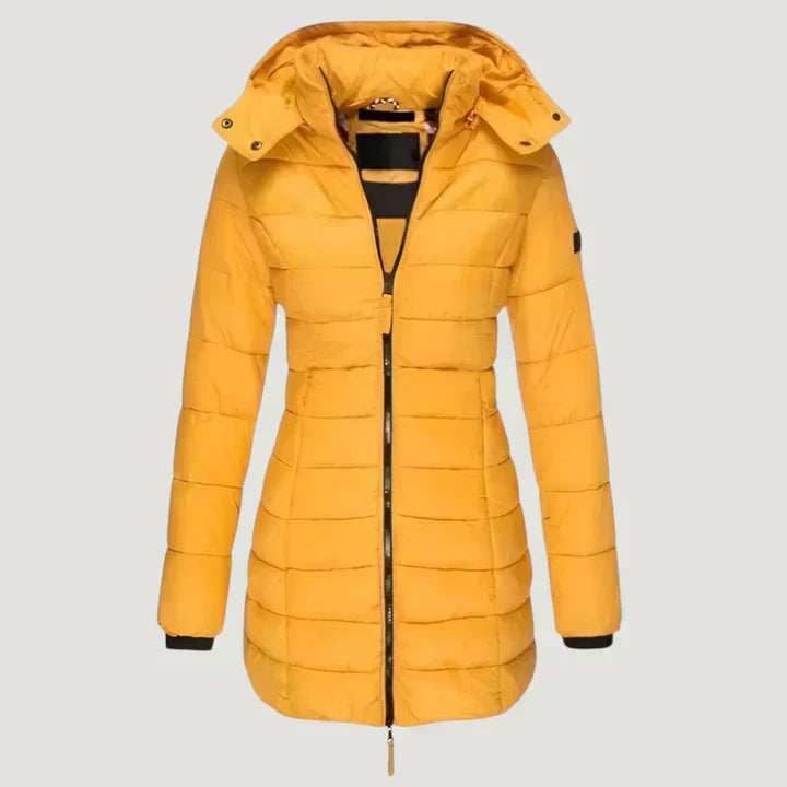 Hooded Quilted Zip-Front Long Puffer Coat 6