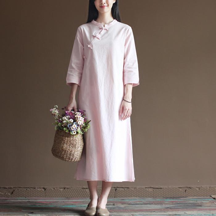 Nude spring dresses vintage cotton maxi dress oversize linen caftans