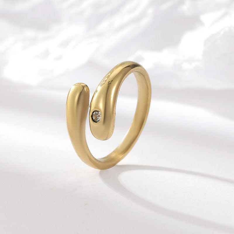 Simple Diamond Studded Gold Plating Rings Gold / 6