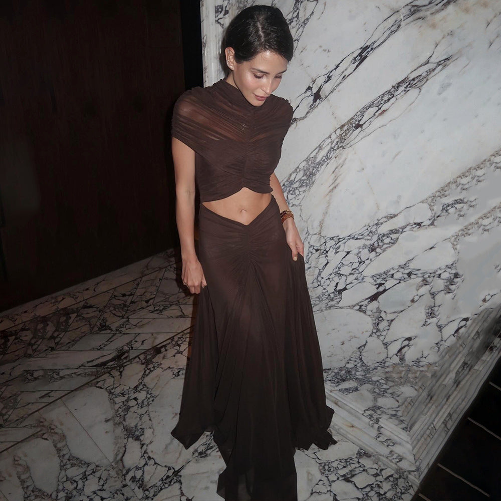 Party Sexy Belly - Baring Gathered Maxi Dress