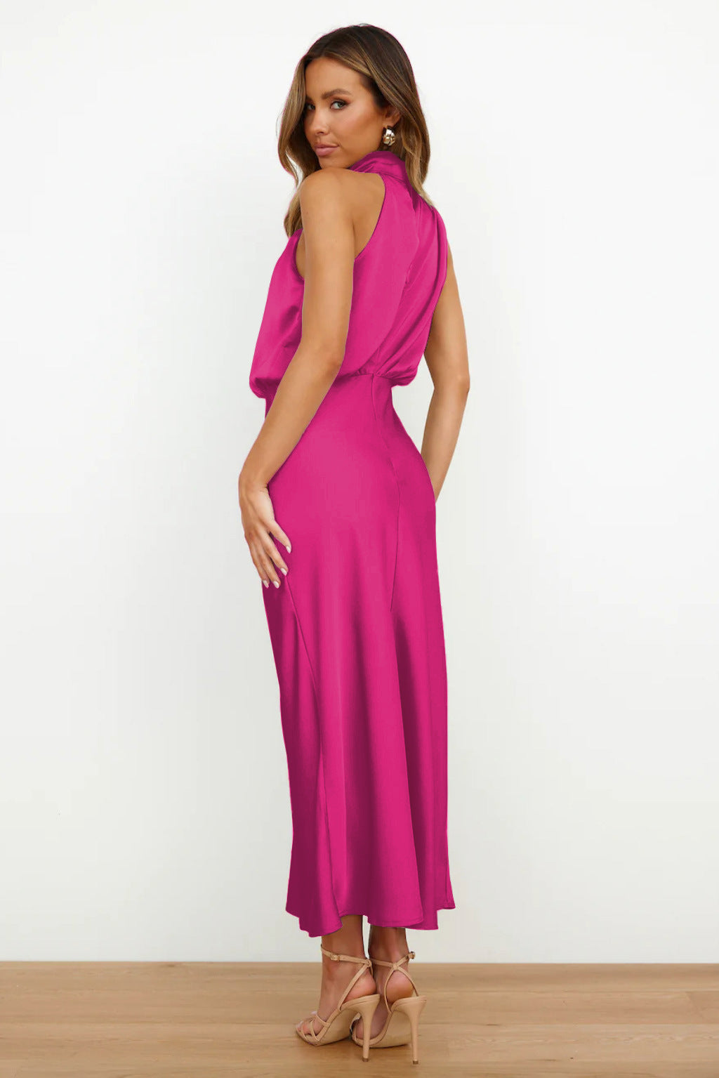 Elegant Graceful Silk Midi Dress