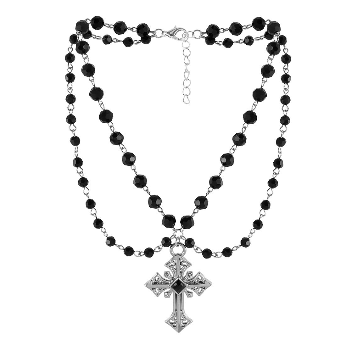 Hiphop Punk Fashion Dark Cross Beaded NK24900 Necklace
