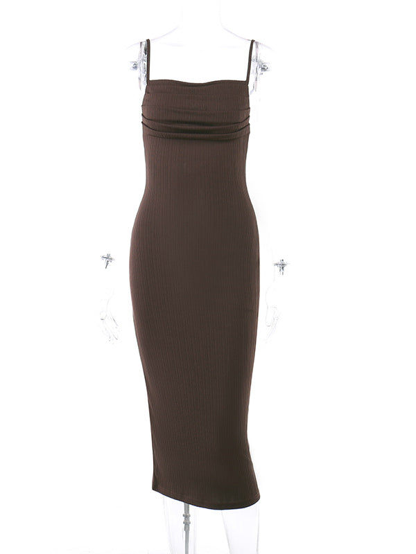 Black Backless Bodycon Dress M / Coffee Bodycon Dress
