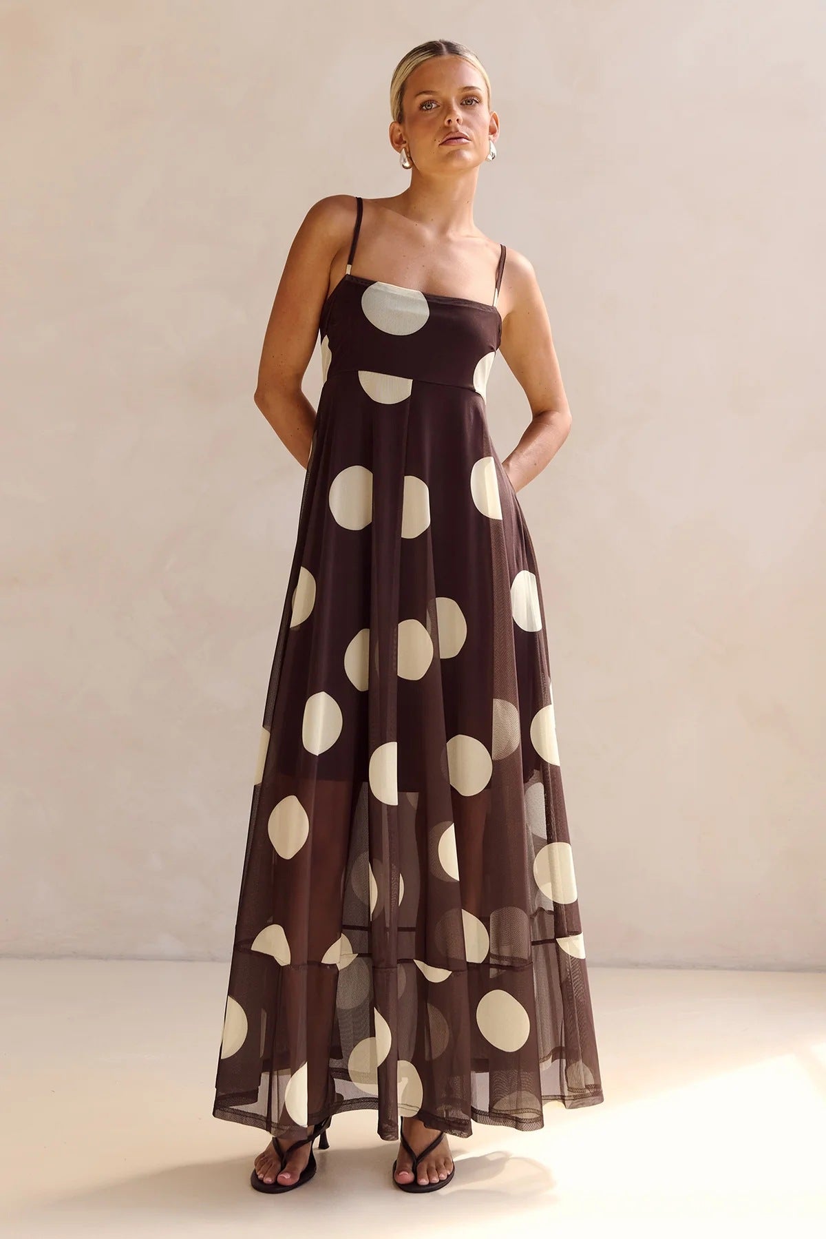 White Dots on Coffee Background