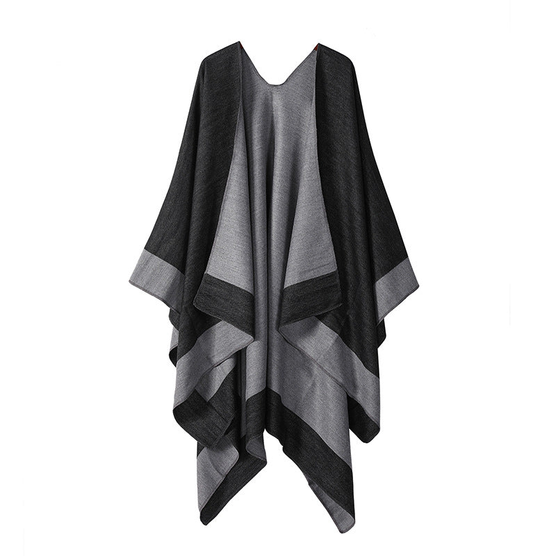 Plaincolored Doublesided Cape Autumn Winter Simple Scarf